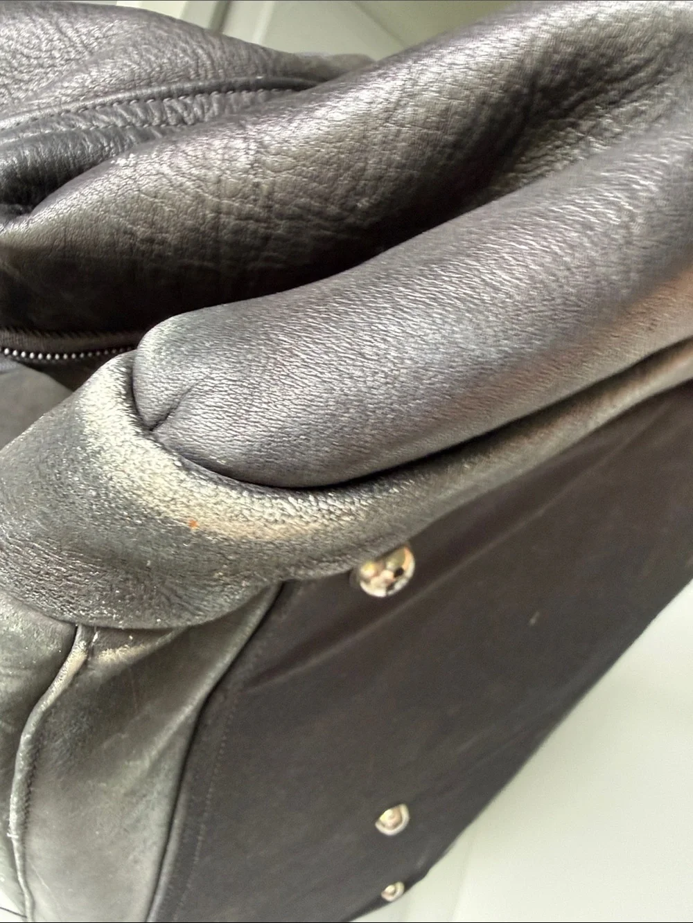 Black Leather Duffel Bag - Unbranded